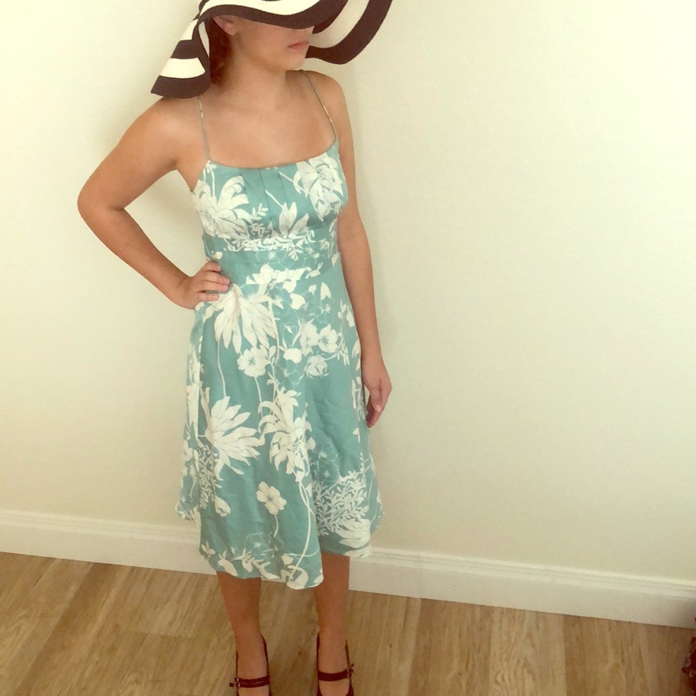 Teal floral print dress